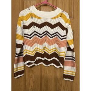 Full Circle Trends Crop Top Knit Sweater Small Boho Hippie